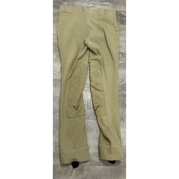 Youth Riding Pants W/ Stirrups Brown Tan Suede Patches Equestrian Horse Girls 14 - Picture 4 of 5